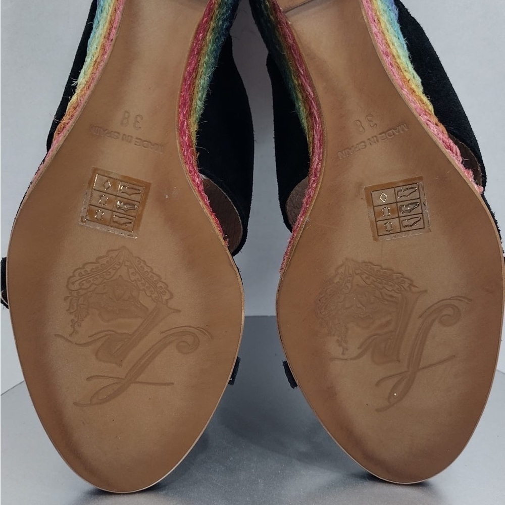 Free people Black Rainbow Wedge Sandals size 8 new w/out tags and box - Picture 3 of 8